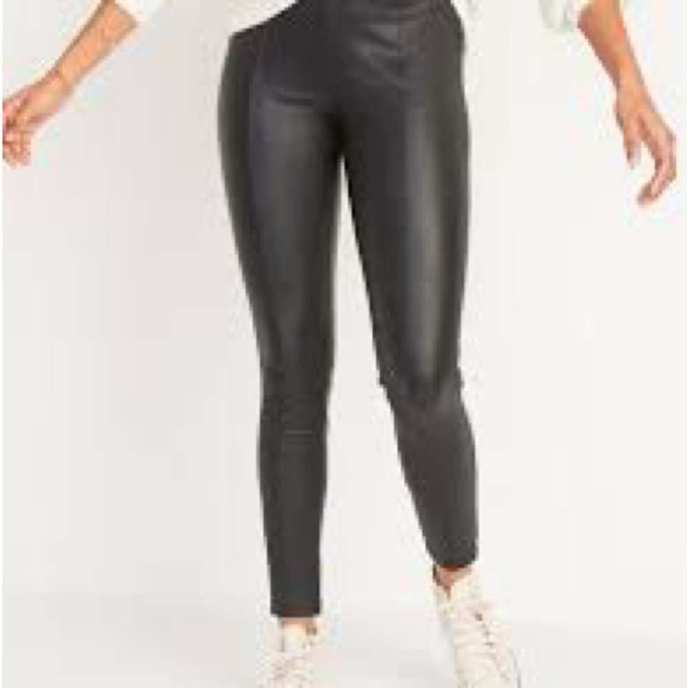 Old Navy Stevie High-Rise Black Faux Leather Leggings